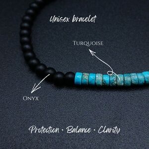 Unisex Onyx and Turquoise Bracelet